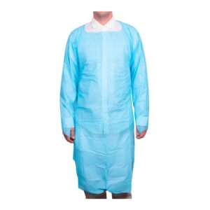 Pechera Bata Plastica desechable 116 x 188 con Mangas y Ojal Azul